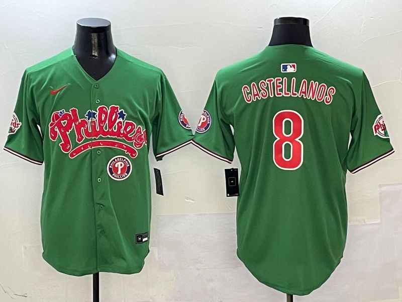 Men Philadelphia Phillies #8 Castellanos Green Fourth generation Joint Name Nike 2025 MLB Jersey style 7->philadelphia phillies->MLB Jersey